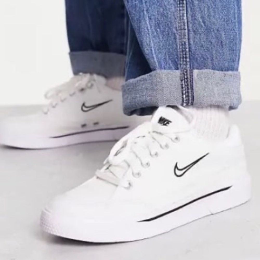 Nike White Sneakers with Black Accents